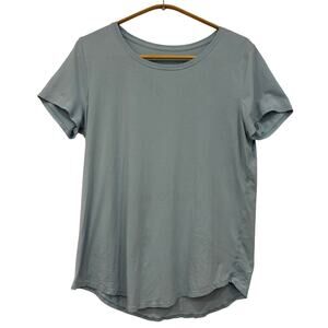 Lululemon Love Tee II Curved Hem Crewneck Powder Blue Size 8 Short Sleeve FLAWED